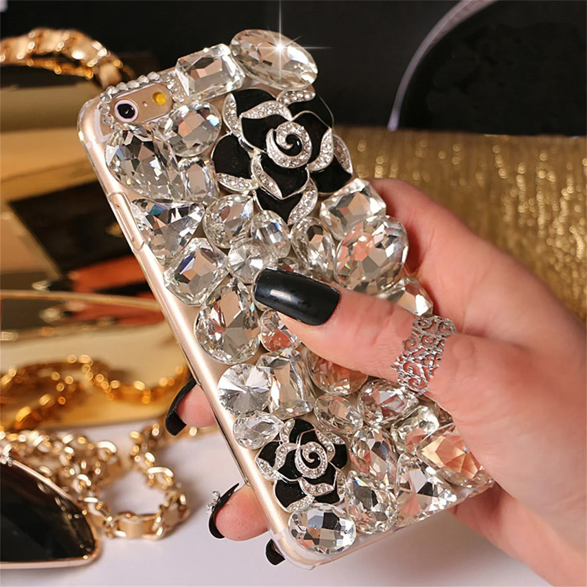 Luxury Bling Diamond Rhinestone Fox Phone Case, Cover for Xiaomi Redmi 13C 12C 13R Note 11 13 12 Pro Plus