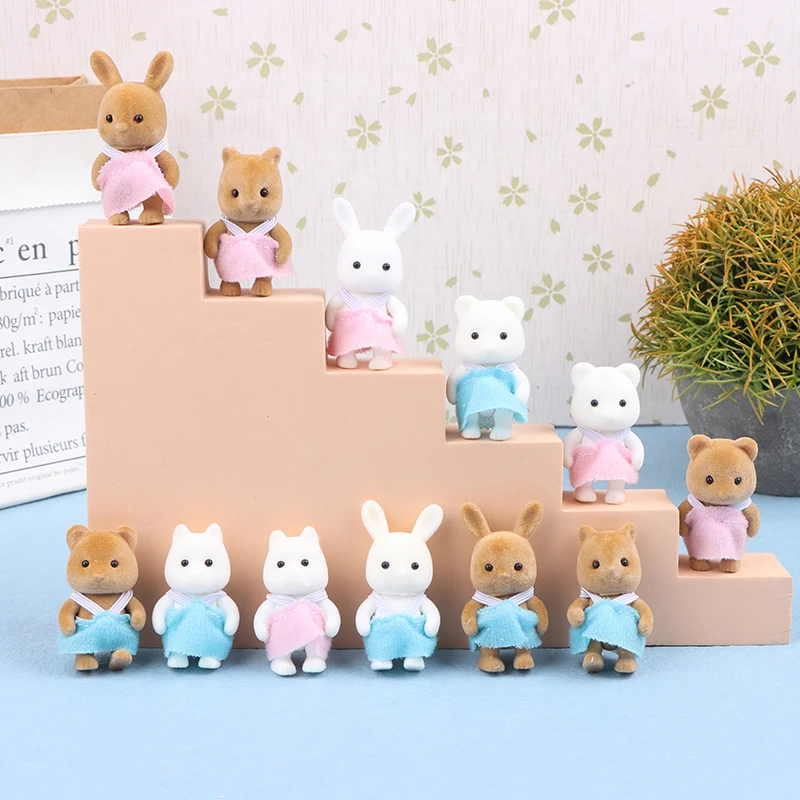 1Pair Simulation Forest Animal Dollhouse Figures Rabbit Bear Squirrel Wolf Miniature Model Toy Furniture Kitchen Accessories New