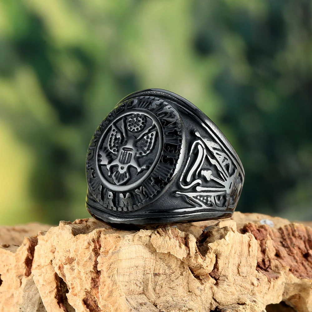 Vintage U.S. Army Eagle Rings for Men Stainless Steel U.S. Army Ring Marine Corps Badge Ring Fashion Jewelry Gift Dropshipping