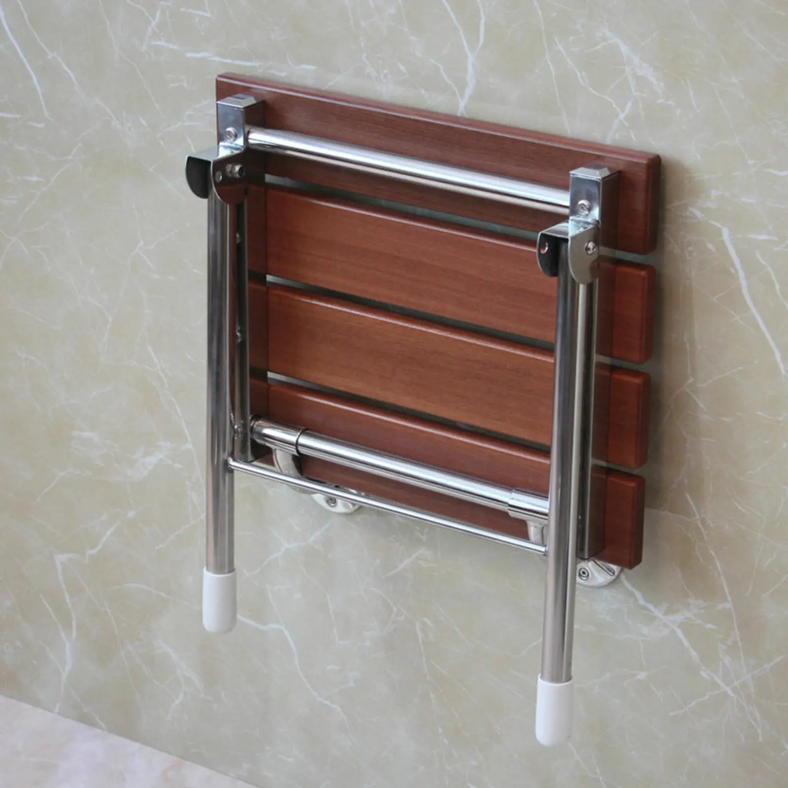 

14.9"x12.2" Folding Shower Seat - Wall Mounted Solid Wood Fold Down Spa Bench