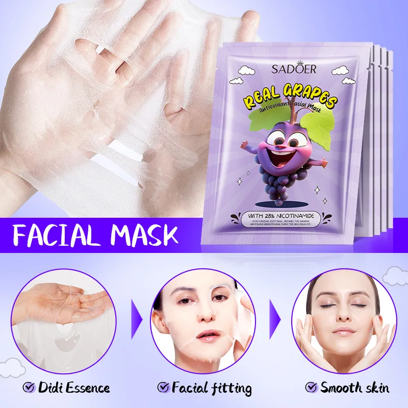 8pcs SADOER Fresh Fruits Face Mask Facial skincare Moisturizing Brightening Firming Hydrating Facial Masks for Face Skin Care