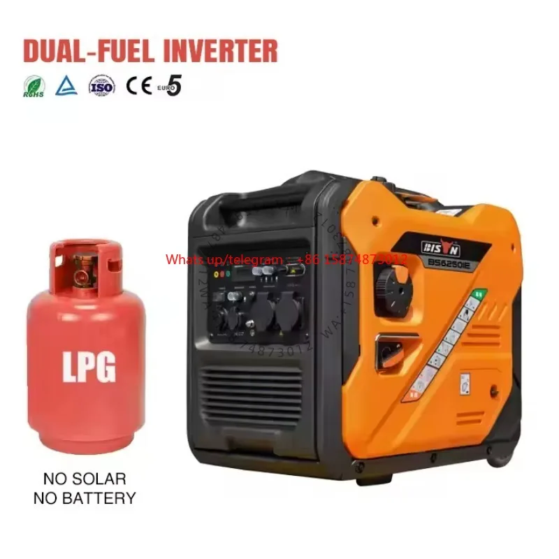 Dual Fuel 5000W 5kw 6.5kva Portable Super Silent Inverter Power Home Use Generator