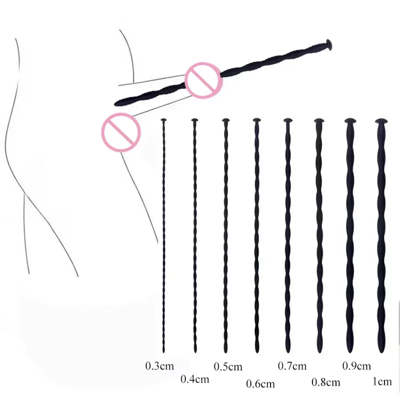 8 أحجام آمنة لينة سيليكون القضيب محفز موسع البولية قضيب القسطرة الجنس لعب الحصان العين عصا للذكور BDSM التوصيل