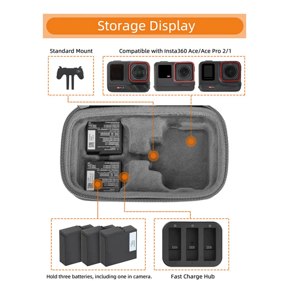 Набор сумок для хранения для Insta360 Ace/ Ace Pro 2/1, комплект нескольких мощностей, аксессуары для сумок