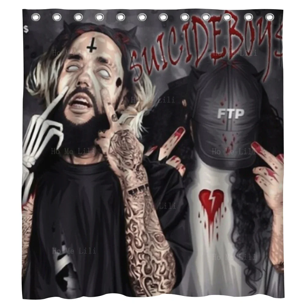 Two Horrible People With Their Middle Fingers Up Shower Curtain By Ho Me Lili For Bathroom Decor