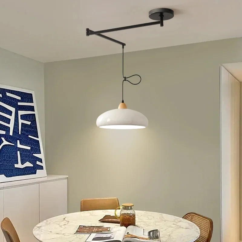 

Modern Adjustable Rocking Arm LED Pendant Light For Dining Room Living Room Bar E27 Hanging Ceiling Lamp With Stylish Design