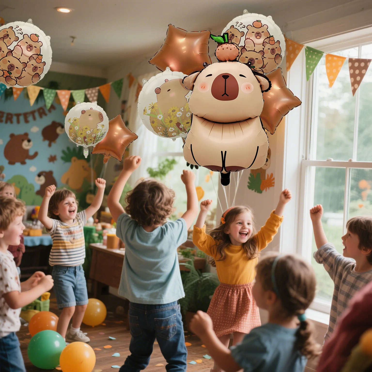 5 Stück Capybara-Folienballons, Capybara-Thema, Gastgeschenke für Kinder, alles Gute zum Geburtstag, Party-Dekoration, Babyparty, Capybara-Party-Dekorationen – Detail 4