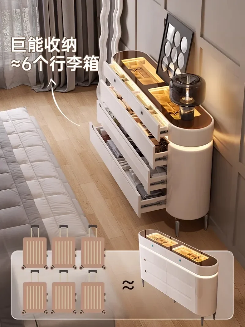 chest bedroom French cream style light luxury jewelry against the wall TV storage ultra-thin eight bucket bed end