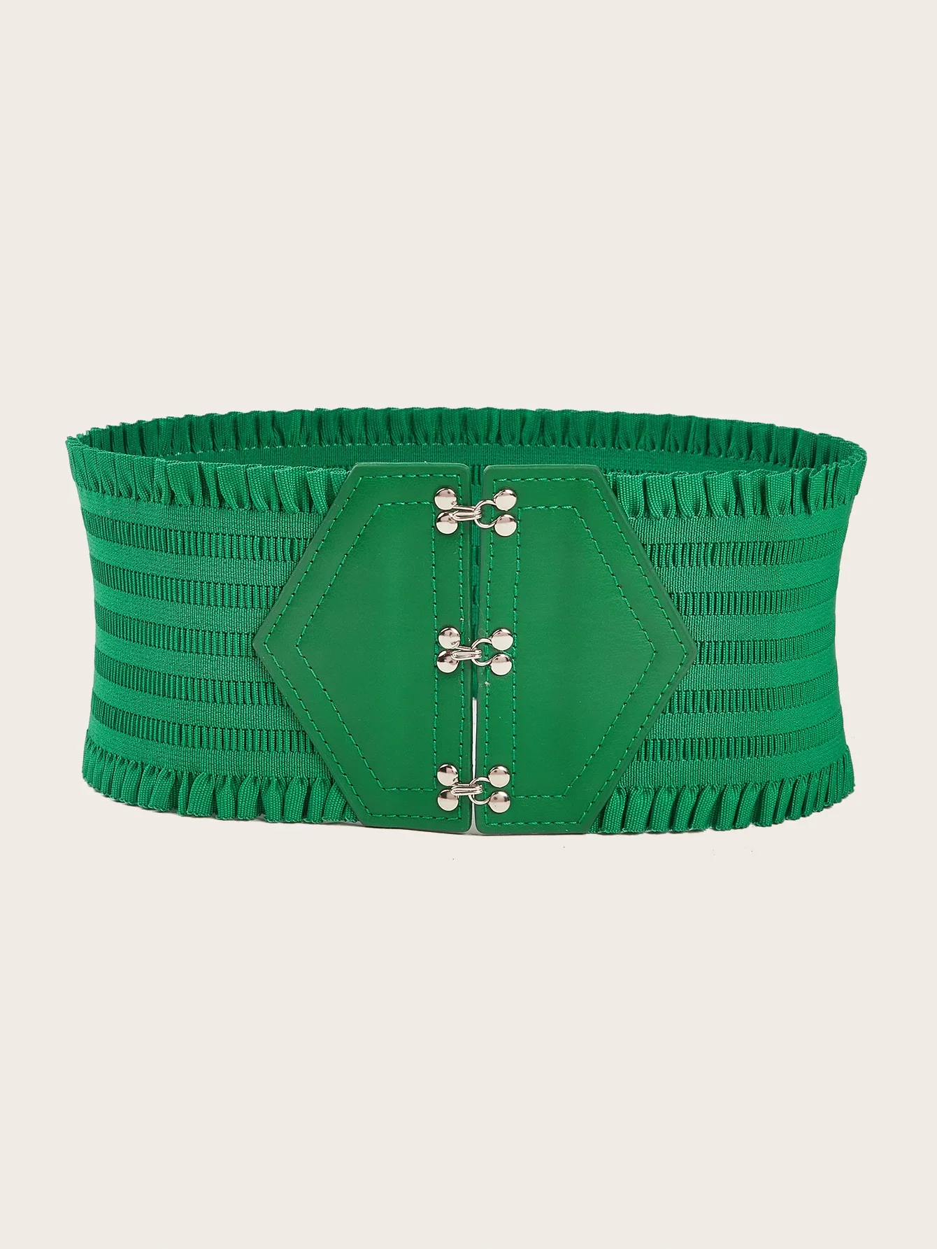 حزام عريض مكشكش بإبزيم ثلاثي نابض بالحياة - حزام فستان مزخرف أنيق للنساء مع حزام قابل للتعديل