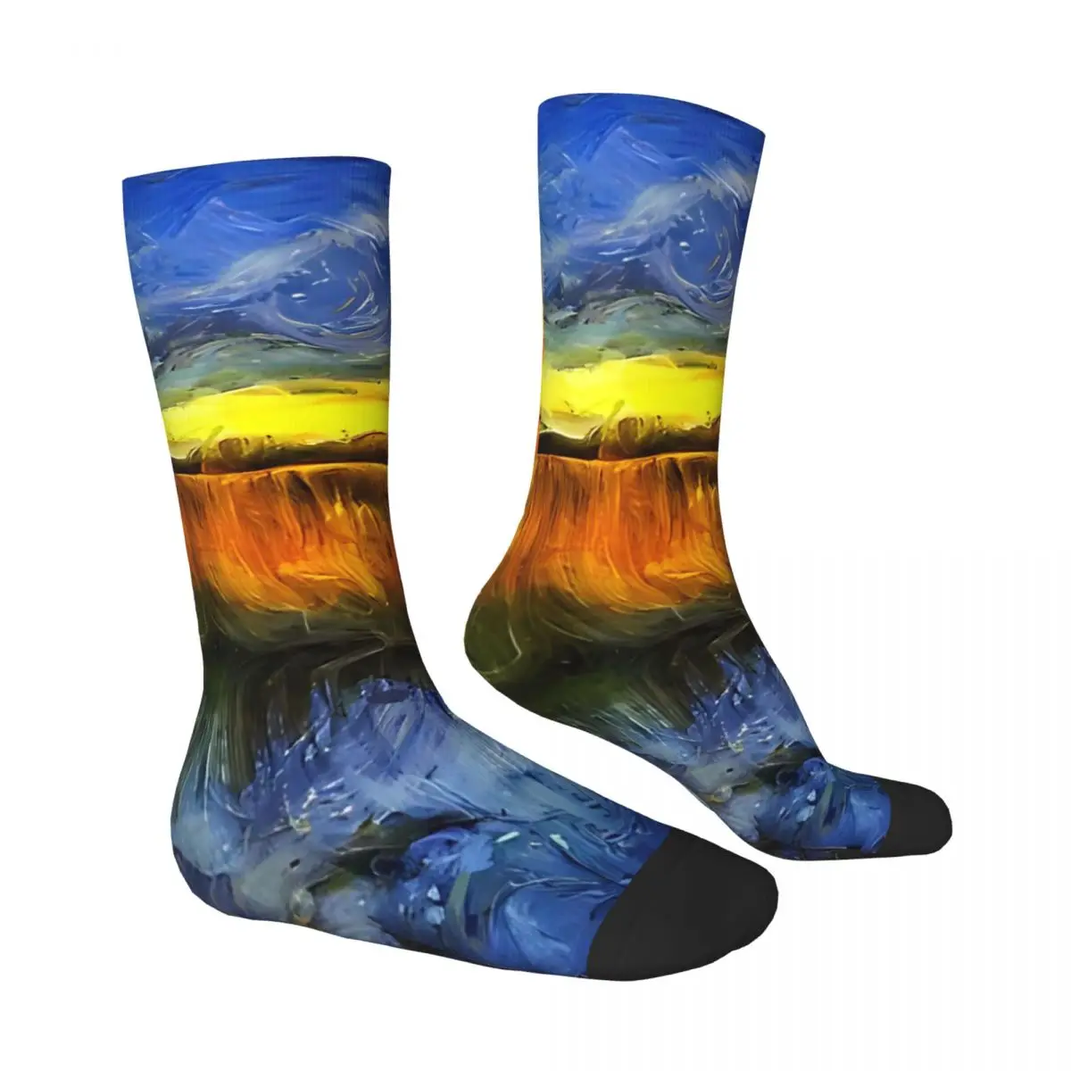 The Sunset River Van Gogh Stockings Men's Socks Breathable Trendy Socks Winter Running Anti Skid Design Socks Gift Idea