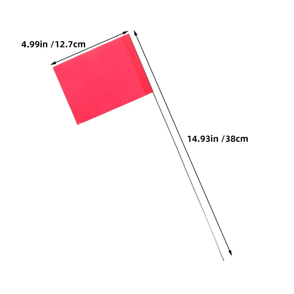60Pcs Lawn Marking Flags Red Utility Steel Wire Stakes Irrigation Sprinkler Garden Survey Ground Safety