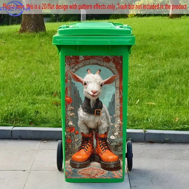 [2D Flat Printing] 1pc 2D Pattern Printing Kitchen Trash Can Sticker X Cm Goat in Boots Theme Kitchen Home Decoration Wallpape