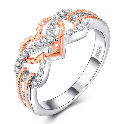 Hot New Pave Zircon Endless Love Heart Shaped Wedding Rings Silver Color Aneis Women Jewelry Commitment Rings Bridal Jewelry