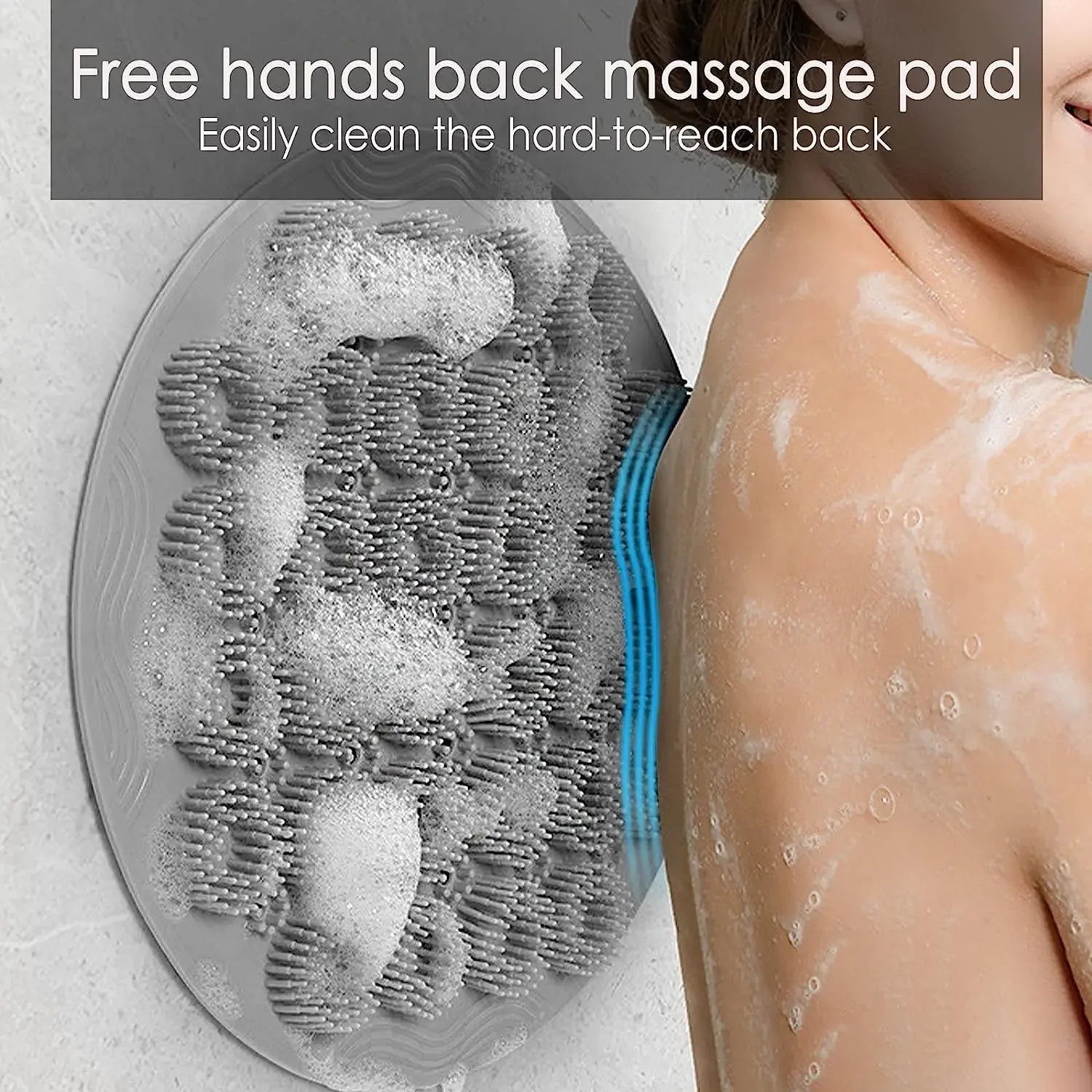 샤워용 핸즈프리 등 스크러버, 흡착식 바디 스크러버 실리콘 레이지 샤워 발 마사지 스크러버... - 5
