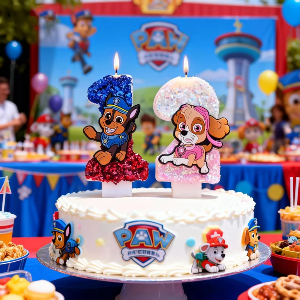 Vela de Cumpleaños de Patrulla Canina con Número del 0 al 9, Decoración para Pastel de Cumpleaños, Adorno para Pastel de Fiesta de Moana, Decoración para Baby Shower, Regalo