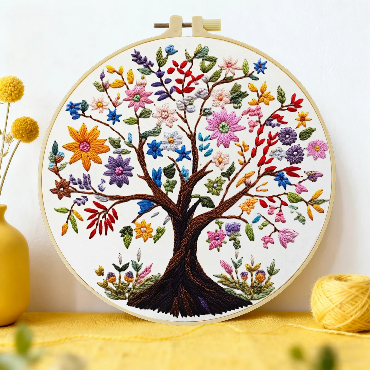 1 Stück 20X20CM/15X15CM 7,87/6,3 Zoll Baum des Lebens Stickerei-Starter-Kit DIY-Kit DIY-Stickerei-Set Handarbeiten Heimdekoration – Detail 3