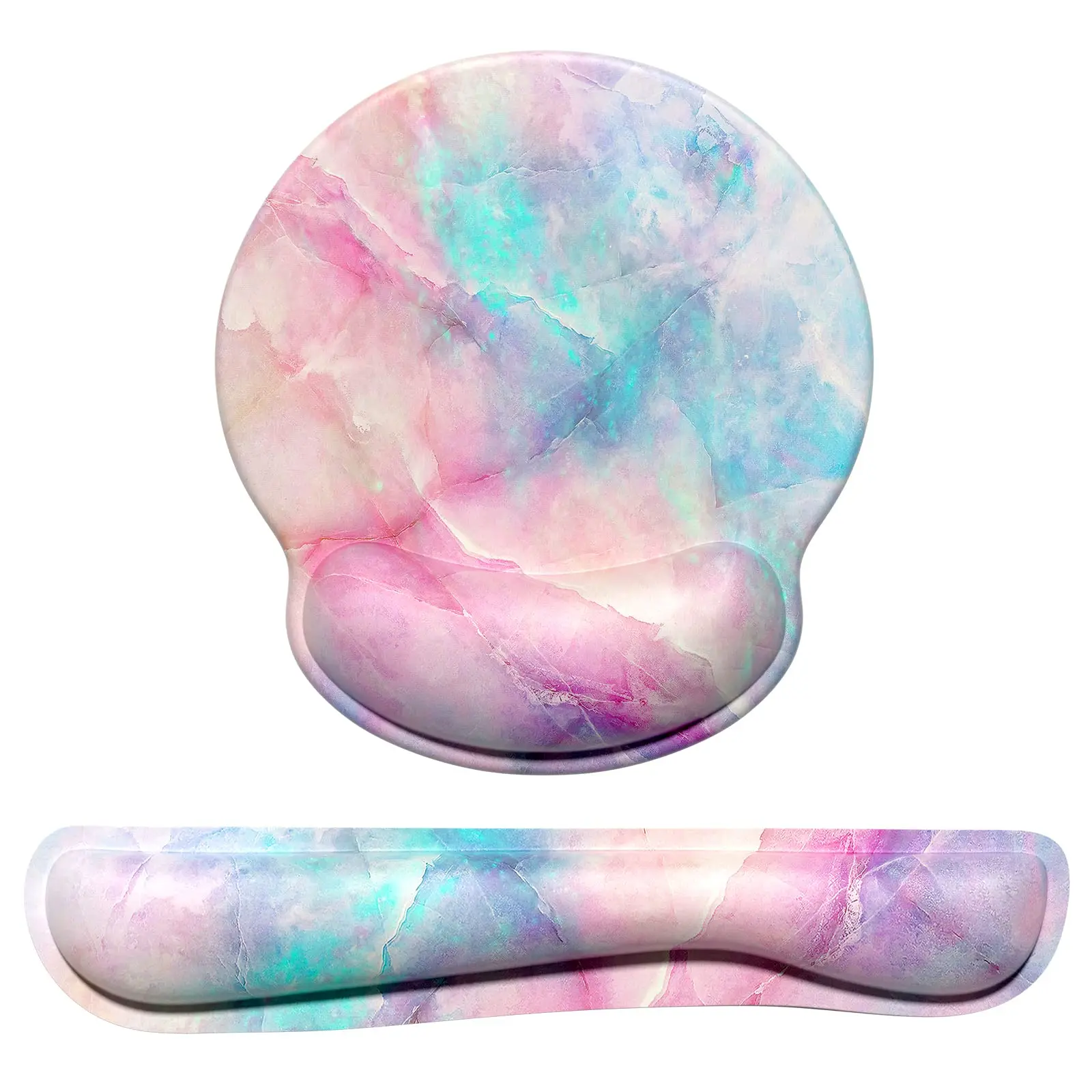 Colorful Cartoon Gel Base Keyboard Pad Ergonomic Wrist Rest Mouse Pad Set PC Memory Foam Rubber Base Customized Color Logo Stock
