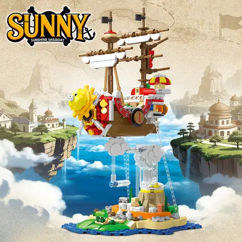 Creative One MOC Anime Piece Going Merry Pirate Ship Building Blocks Bricks Thousand Sunny Pirate Boat Toys For Boy Men Gifts