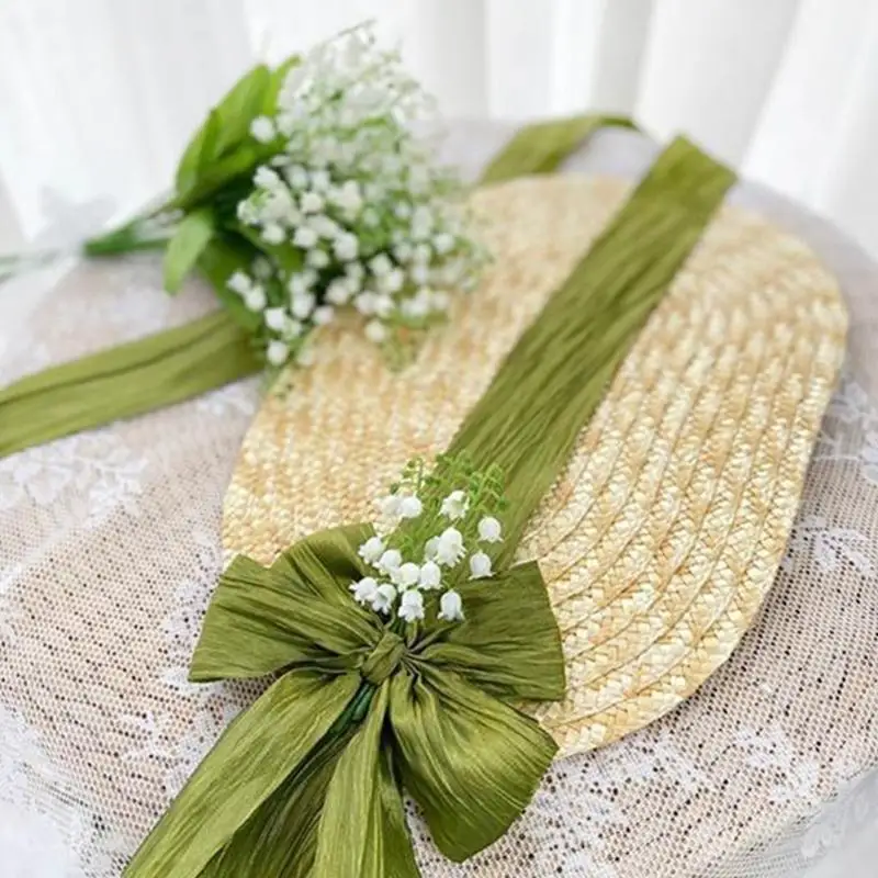 A52E Handmade Women 1800s Victorian Wedding Tea Party Bonnet Hat Vintage Flowers Beach for Sun Cap Straw Weaving Hats
