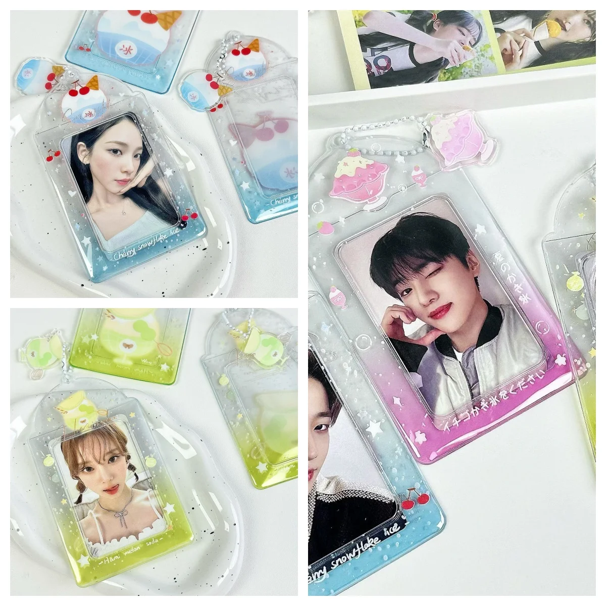 Mini Ins-Style 3-Inch Pvc Hanging Accessory Card Sleeve Small ID Card Protector Transparent Photocard Holder Kpop Idol Photo Bag