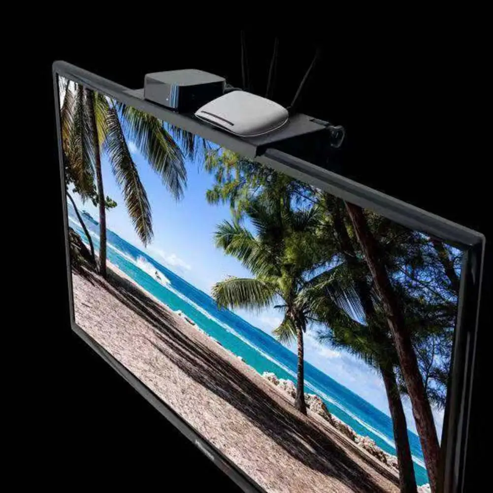 

Полка для телевизора Стеллаж для хранения маршрутизатора Прочный несущий нескользящий дизайн Простота установки Полка для телевизора в спальне Настенный кронштейн