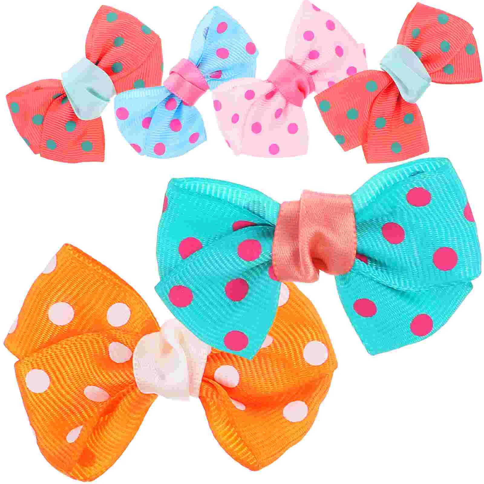 

6Pcs Dot Pattern Pet Hair Clips Bowknot Shaped Hair Barrette Bobby (Random Color) Hair Pins Bobby Pins