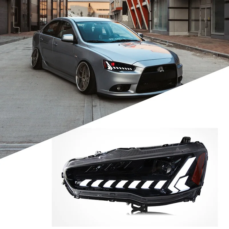 

Подходит для 09-16 Mitsubishi Yishen, фара в сборе, EVO, модифицированная светодиодная фара, дневные ходовые огни, указатель поворота для ходовой воды