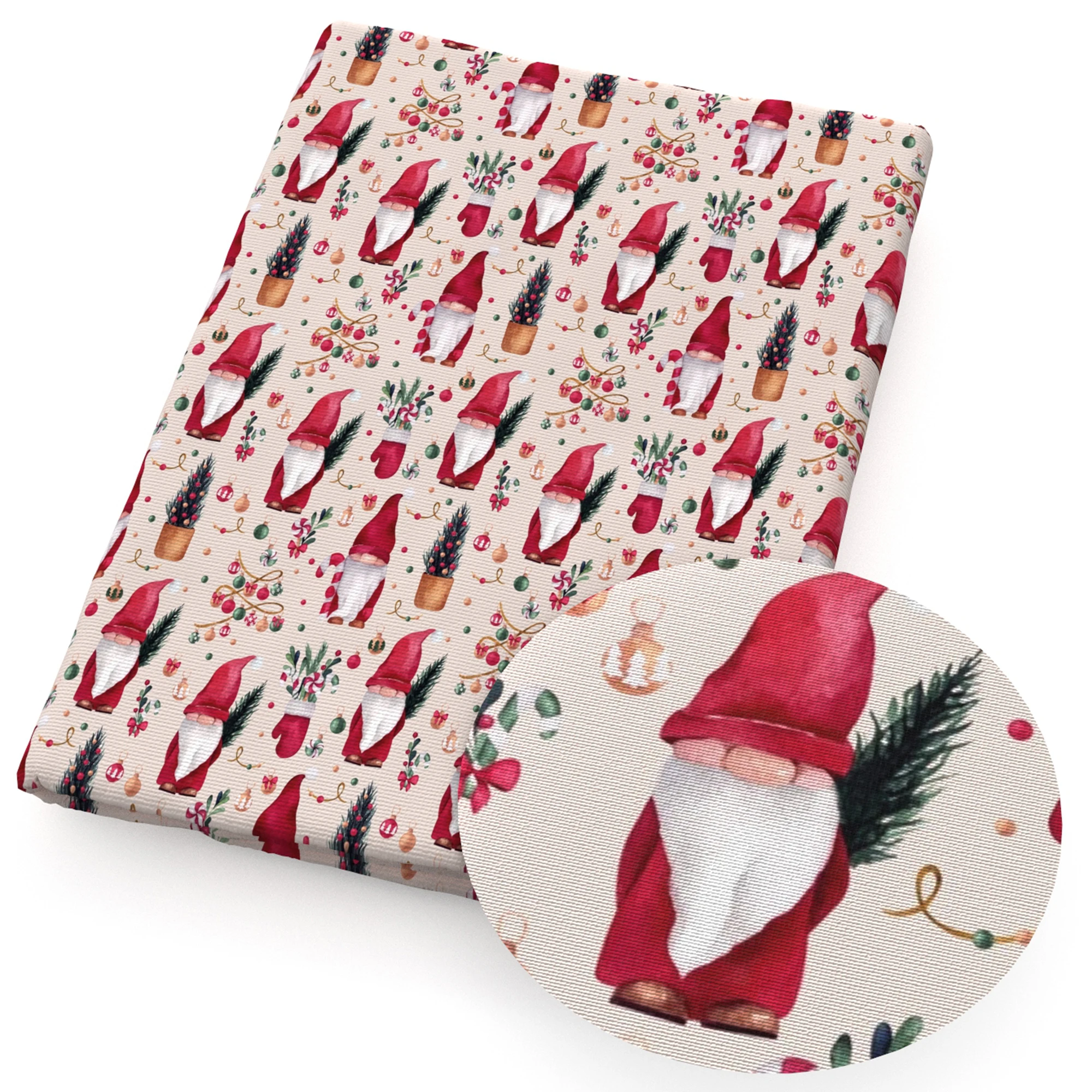 50*45cm Christmas Series Gnome Polyester Cotton Fabric for Tissue Sewing Quilting Fabrics Needlework Material DIY Handmade