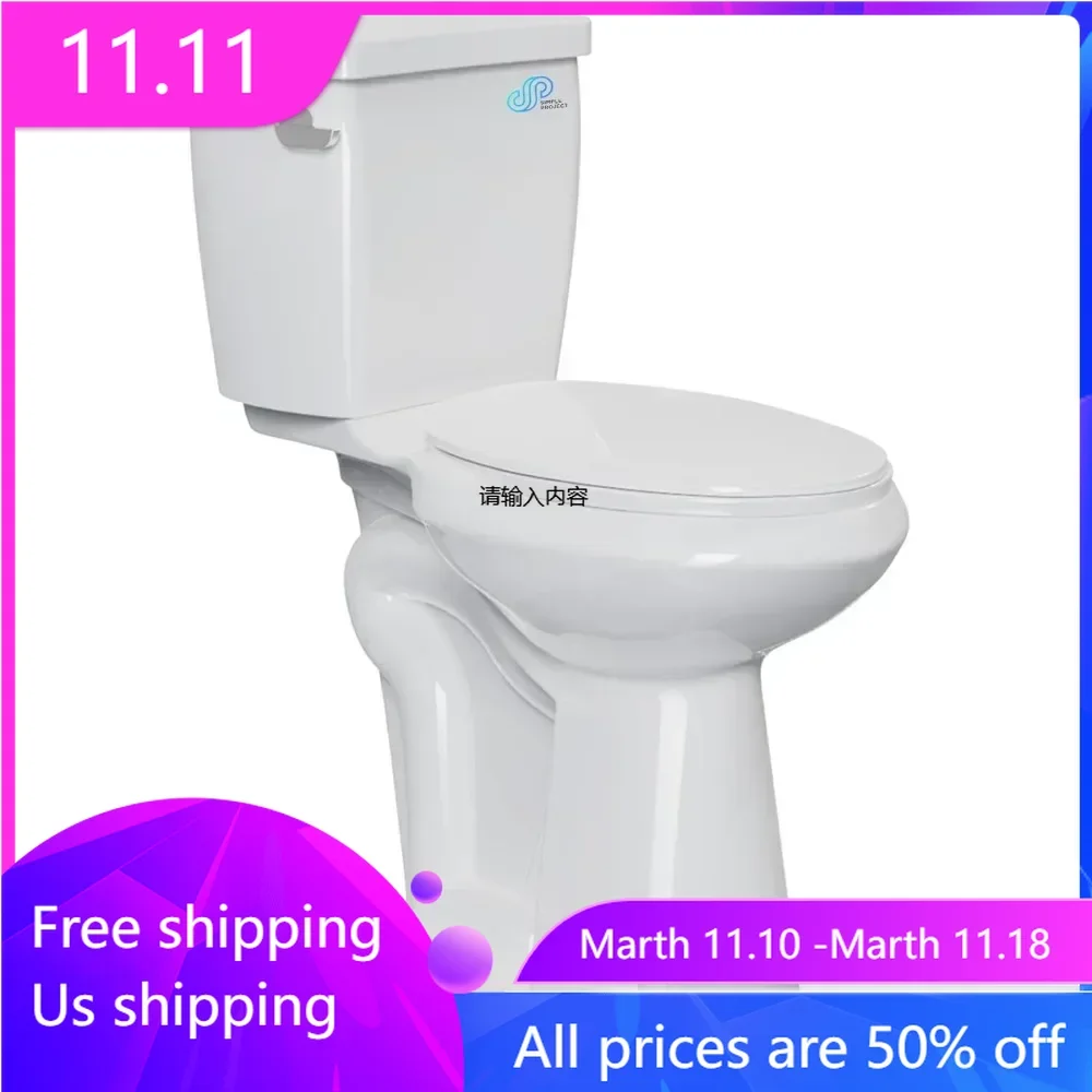 Simple Project 21 Inch High Toilet Elongated With Comfort Chair Seat, 1.28 Gpf Powerful Single Flush Extra Tall Toilet