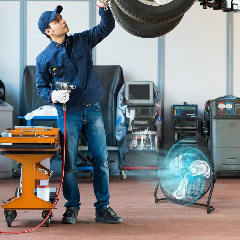 COSTWAY Bodenventilator, 20 Zoll Hochgeschwindigkeits-Bodenventilator mit 145 °   Einstellbare Neigung, 3-stufig verstellbar, robustes Metall-Industriegerät