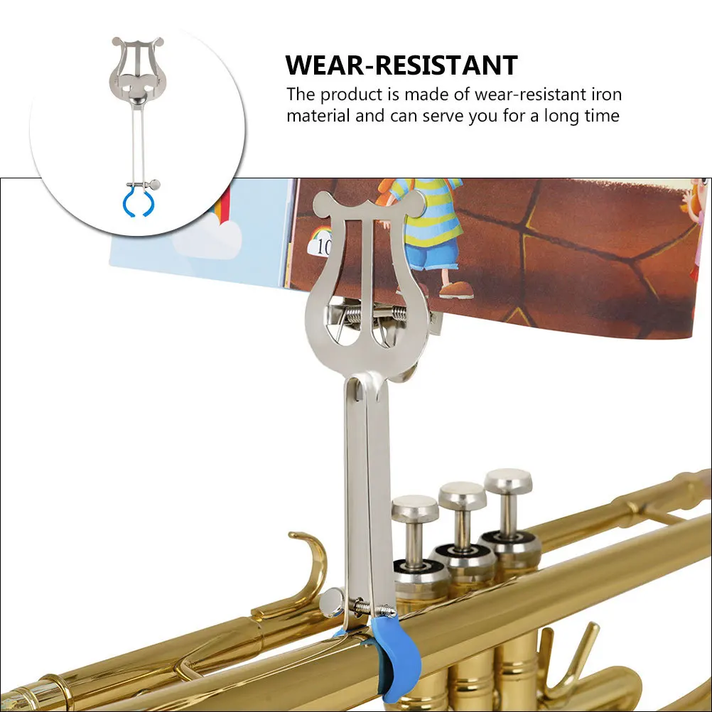 

1pc Portable Music Sheet Holder Silver Iron Clamp For Trumpet Instrument Accessories Sheet Music Clip Score Reading Stand
