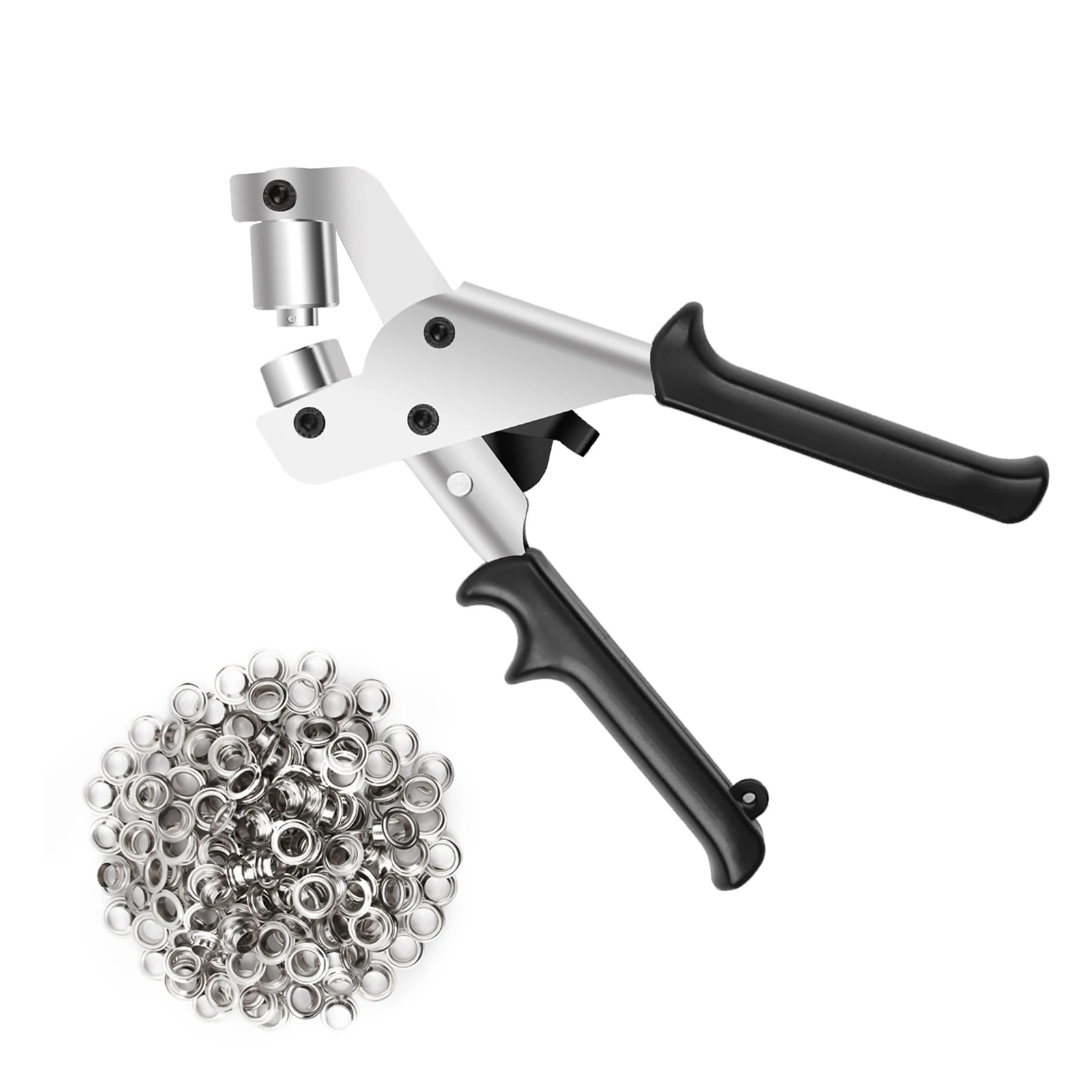 Hole Punching Kit Hole Tool Kit Hole Clamp Handheld Hole Press portable manual punch with 100 3/8-inch (10mm) silver holes