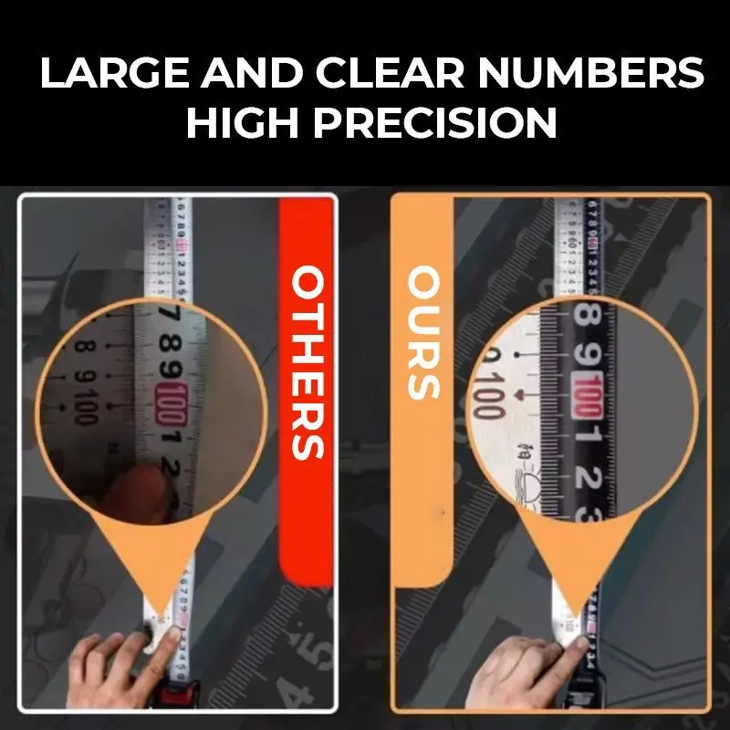 Selbstsicherndes Maßband aus fluoreszierendem Stahl, hochpräzises, verdicktes, verschleißfestes Maßband, 5 Meter verbreitertes Meterlineal