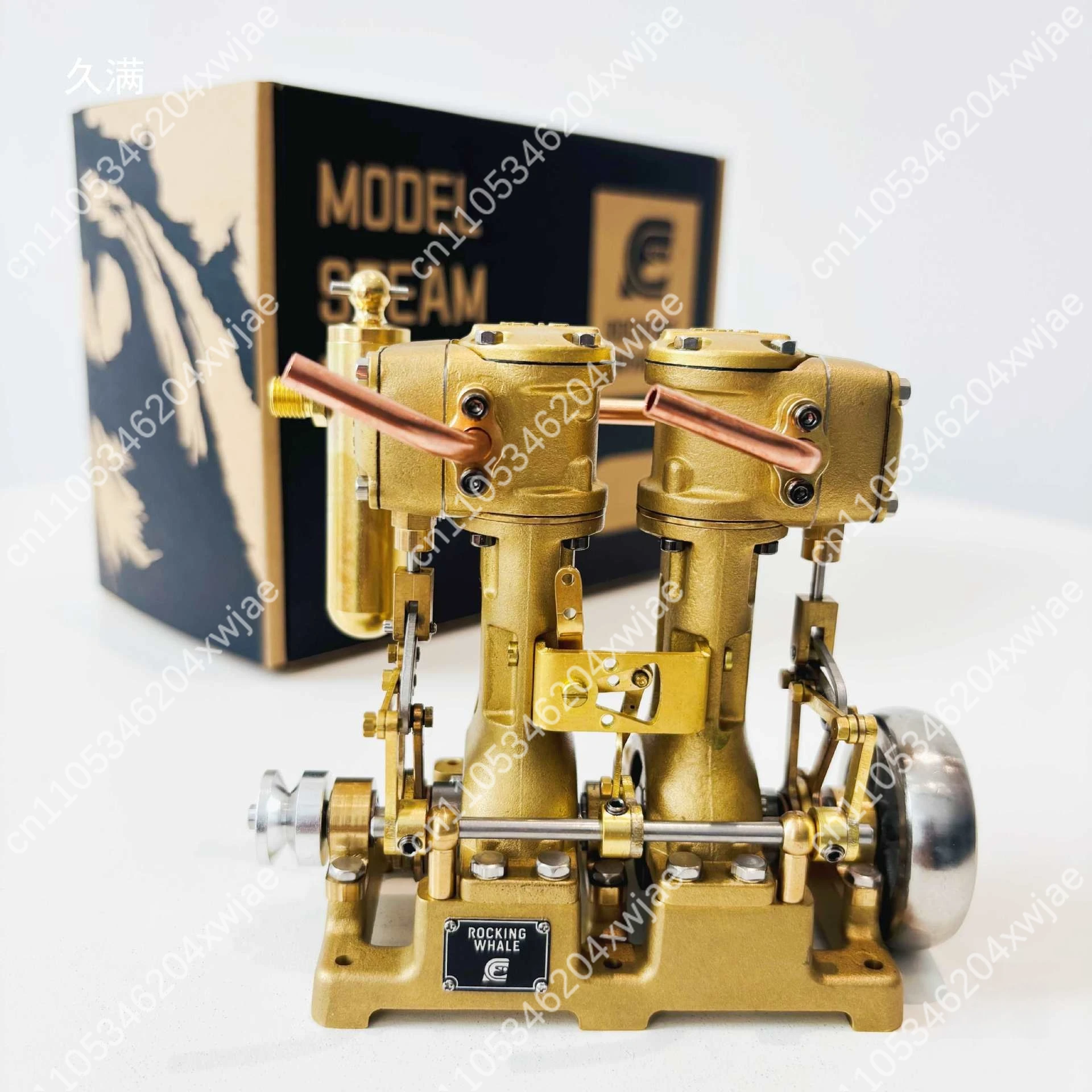 Mini Twin Cylinder Steam Engine Model with Air Pump Stirling Engine Kit for Science Education Display Gift