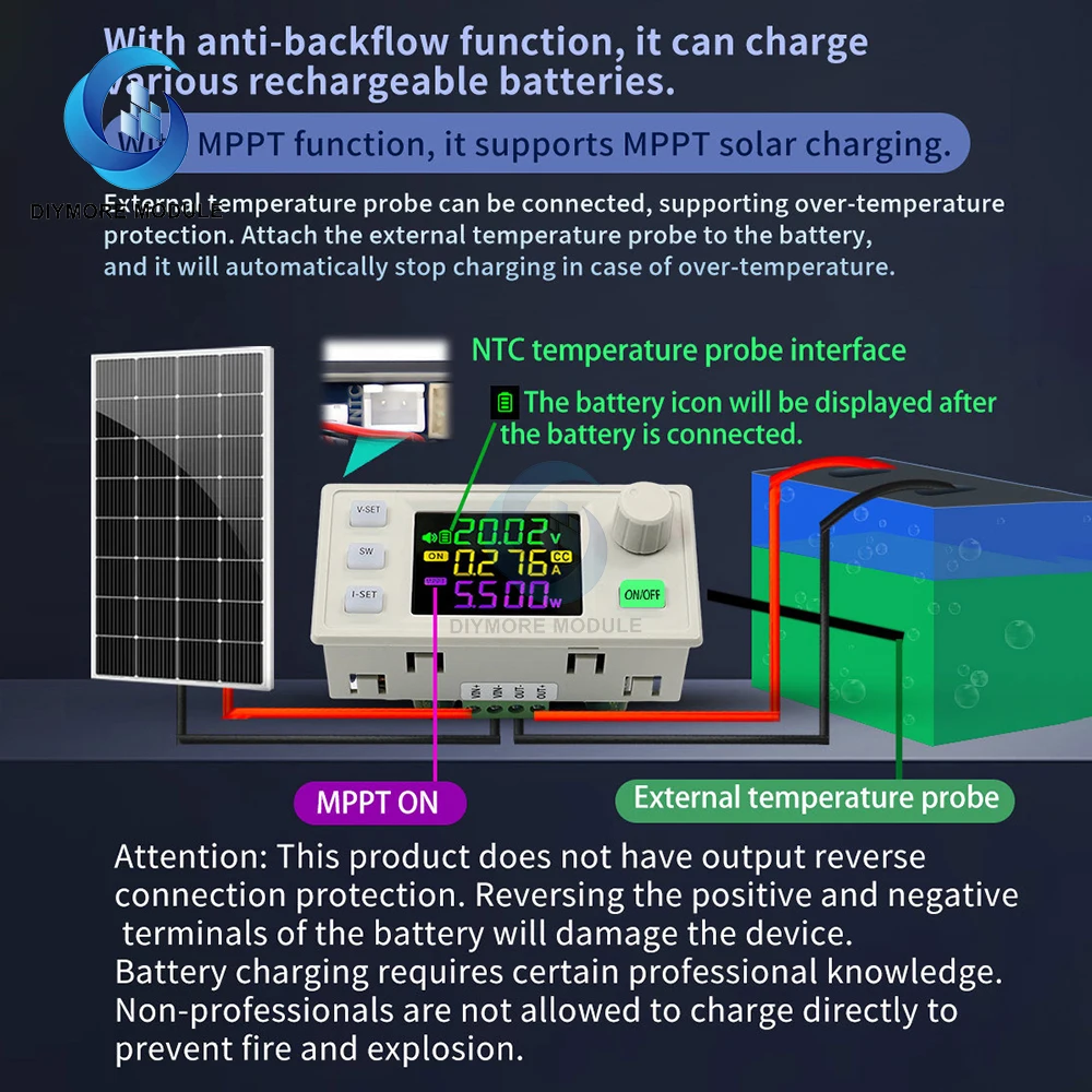 SK120X CNC Lift-off DC Adjustable Voltage Regulator Constant Voltage Solar Charging Module MPPT Support with Key Indicator