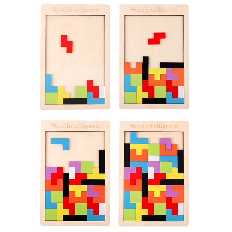 مضحك خشبية روسيا لغز اللعب التعليم المبكر اللون شكل لعبة الأطفال التفكير المنطق مربع لعبة لغز لهدايا عيد الميلاد #3