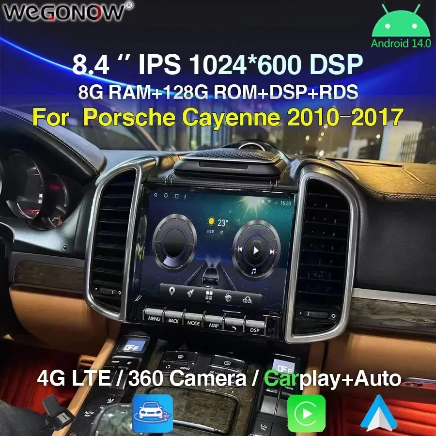 

1920*720 IPS 8.4 inch 360 Carplay 8G+256G Android 14.0 Car DVD Player multimedia GPS Stereo Radio For Porsche Cayenne 2010-2017