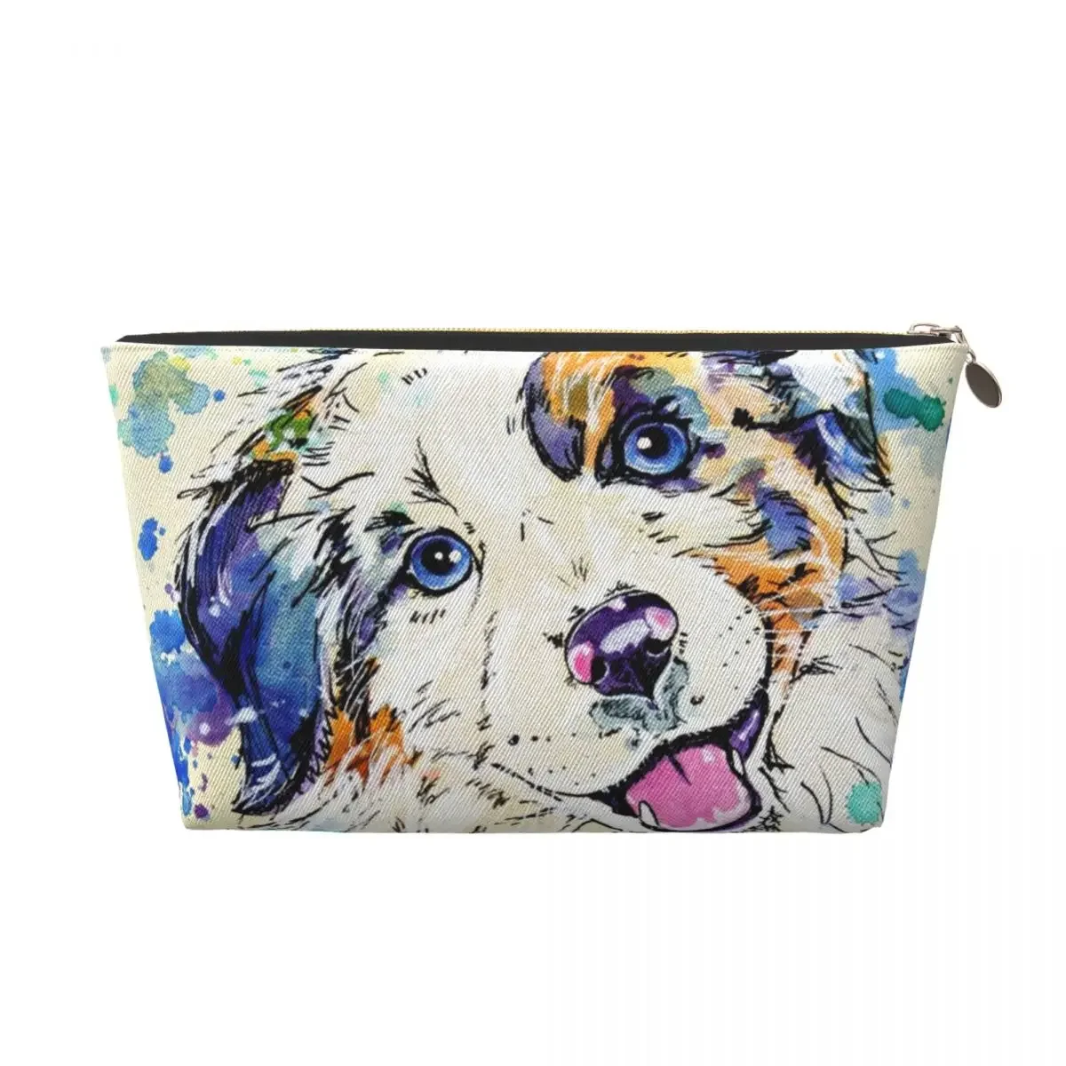 Custom Australian Shepherd Dog Cosmetic Bag Women Fashion Large Capacity Collie Puppy Makeup Case Beauty Storage Toiletry Bags