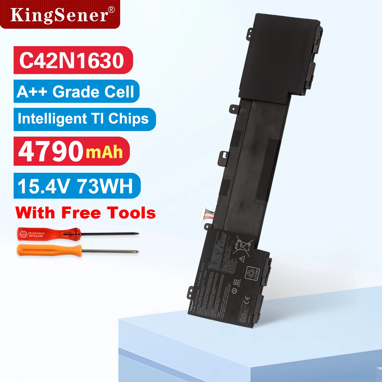 KingSener C42N1630 73WH Laptop Battery for Asus Zenbook Pro UX550 UX550VD UX550VE UX550VE-1A UX550VE-BN013T XH71 Series C42PHCH
