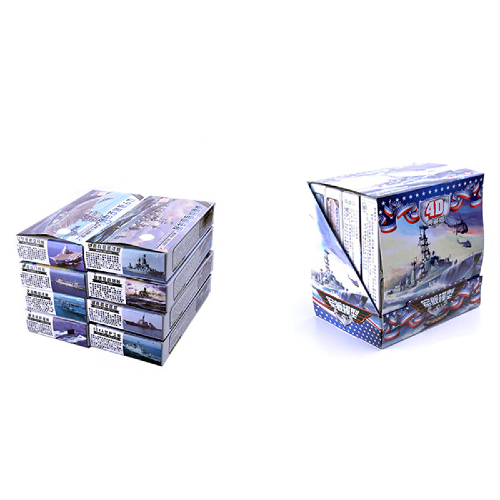 8Pcs Plastic Unassembled Warship Aircraft Carrier Cruiser Destroyer Submarine Model 4D Unassembled Kit Ship Puzzle Military Toys