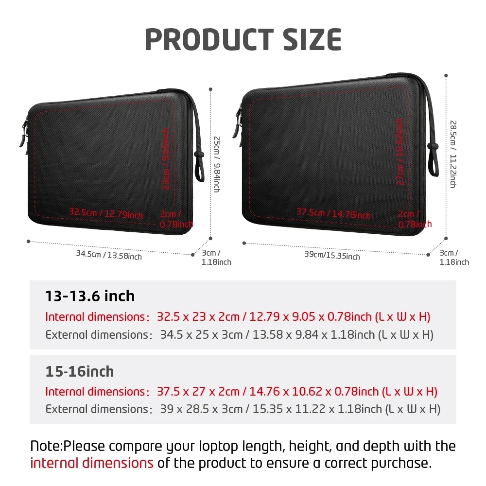 13 13.6 15 16 Laptop Sleeve Case for Macbook Neo/Air HP Lenovo Dell Shockproof Computer Carrying Case EVA Laptop Protective Bag