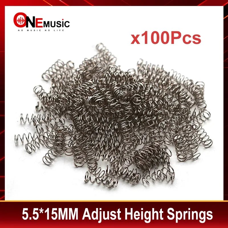 100Pcs Electric Guitar Pickup Adjust Height Springs Electric Guitar Bass Bridge Saddle Springs - 5.5X15MM Silver/Gold/Black