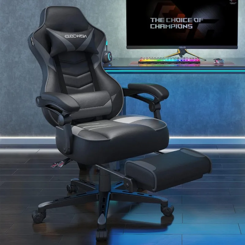 Gaming Chair, Gamer Chair with Footrest, Ergonomic Racing Chair for Adluts with Padding Armrests PU Leather