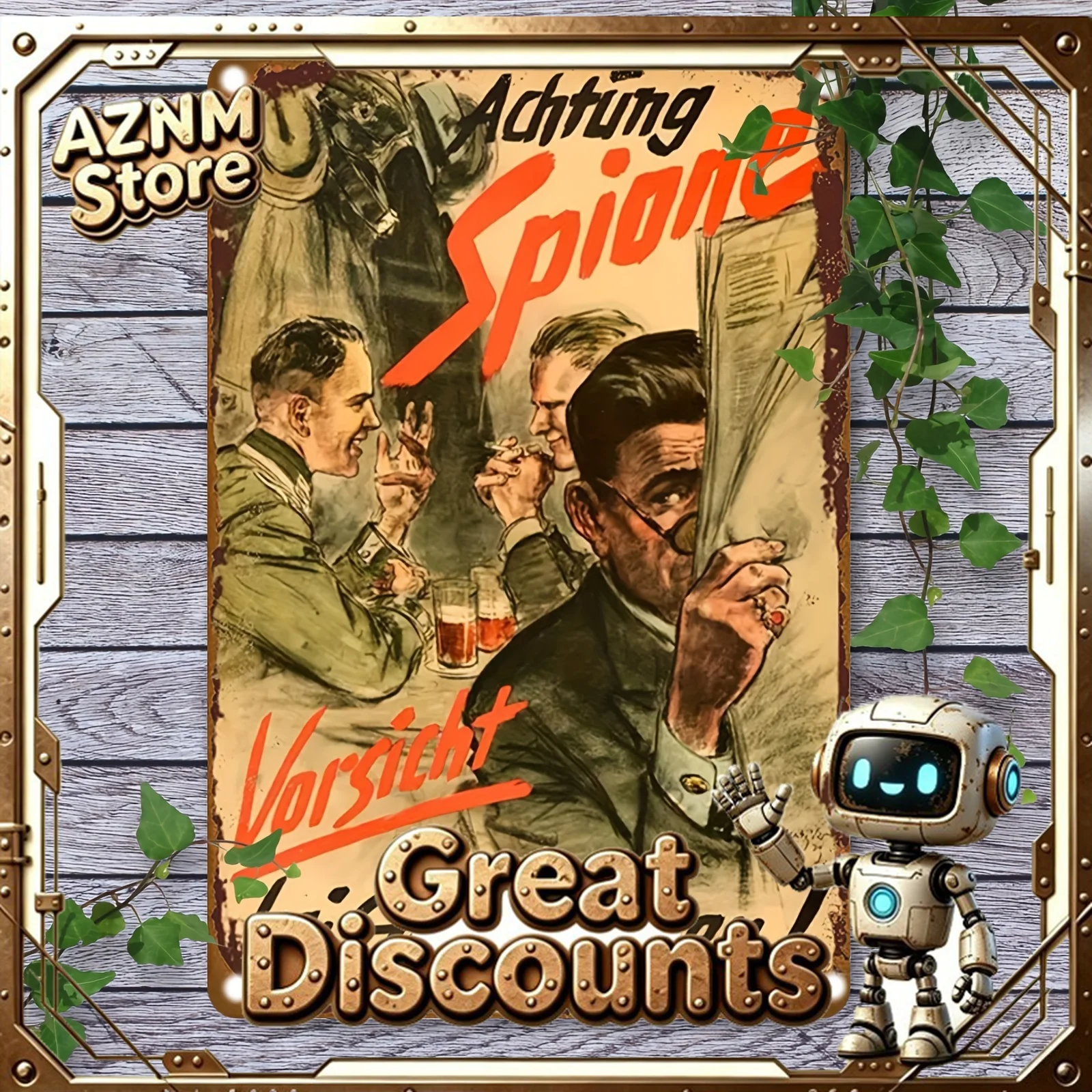 German Propaganda Metal Tin Sign 