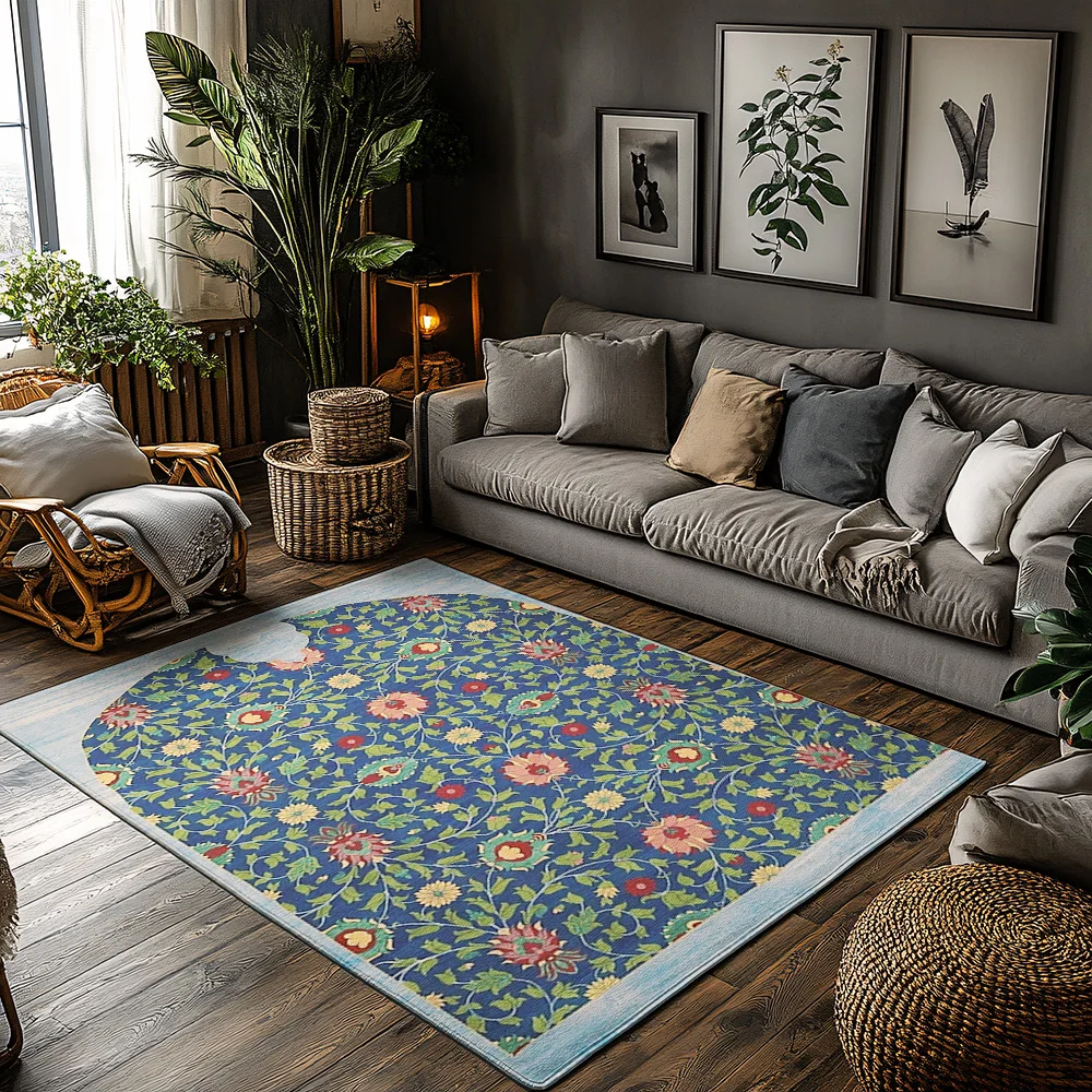 

Vintage Floral Area Rug Persian Style Non-Slip Floor Mat Living Room Bedroom Home Decor Modern Bohemian Carpet Indoor Outdoor Ru