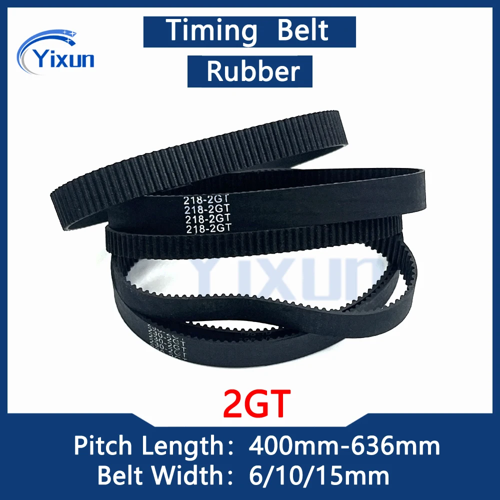 2GT Rubber Timing Belt Length 400-636mm Width 6/10/15mm 2M Synchronous Belt For 3D Printer Parts Pitch 2mm Small Backlash Belt