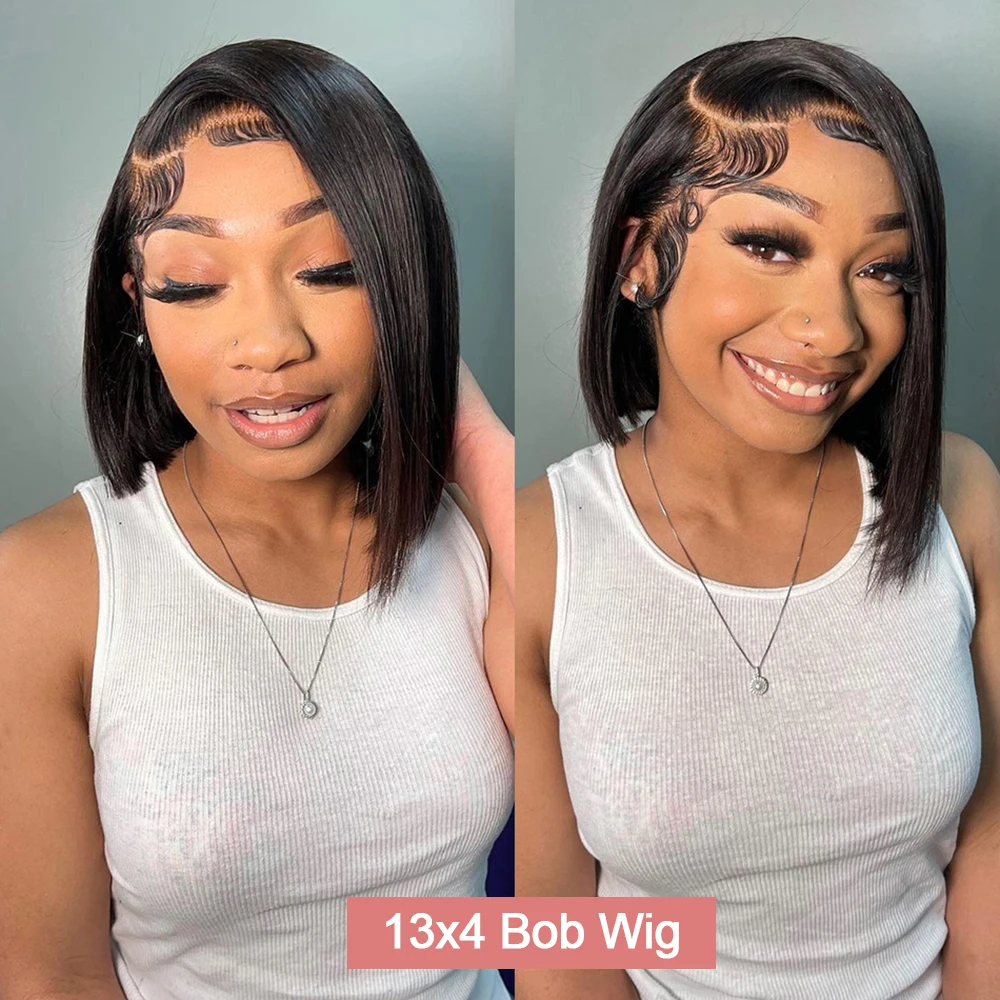 10-16 Inch Transparent 13x6 St - Pre Parted 13X4 Lace Front Bob Wig recension och pris