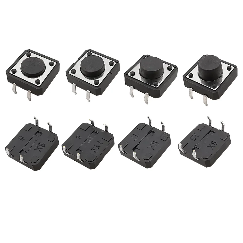 20Pcs/lot 4 Pins 12 x 12mm Tactile Push Button Switch Micro Panel PCB Momentary Tact Switches 12x12mmx4.3mm~12mm