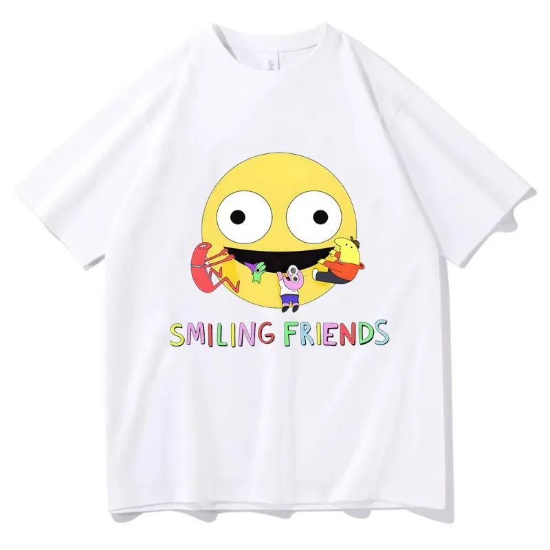 Camisetas con estampado de dibujos animados de amigos sonrientes, camiseta para hombre de verano y primavera, camisetas con estampado gráfico, camisetas suaves de alta calidad