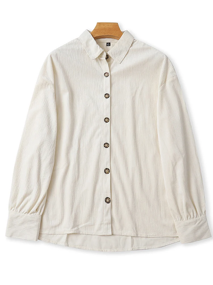 Casual Loose Long Sleeve Shirt Women's Button up Cardigan Fashionable Spring Autumn New Style Turn-down Collar Loose Top